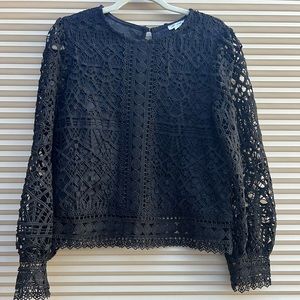 Woman’s Black Crochet Blouse size medium EUC brand Ultra Pink